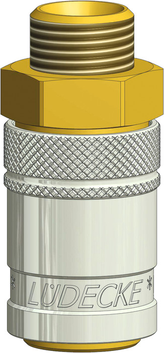 Rýchlospojky pre vstrekovacie formy DN9, závitové, mosadz 2.0401, zameniteľné s DME 3/8 '', ploché tesnenie typu `` Jiffy-Tite ''