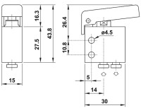 3/2 NO mechanický ventil pre fi4mm hadicu, páka zelená MG 314 G