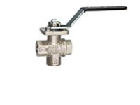 3cestný závitový nezmiešavací guľový ventil mosadz "L" guľa PN25 PTFE 1/4 "-2" vertikálna