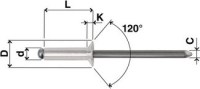 Alu nit. kužeľová príruba 3,2x8mm (balenie 1000 ks) 505320803