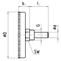 Bimetalový teplomer fi 63mm 0-60°C, G1/2, l = 40mm 4601