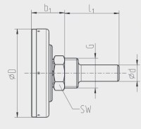 Bimetalový teplomer fi 80mm 0-120 ° C, G1 / 2, l = 40mm 4333