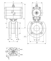 Guľový kohút prírubový DN20 s pneumatickým pohonom DA 350.1020P
