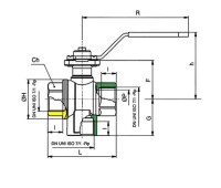Guľový ventil. trojcestný L 1 1/2 vertikálny, ISO 5211, MN 1085 G