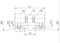 Krútený redukčný konektor 24 °, pre hadičku 10-6, ES ES 560