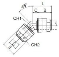 Lakeť 45 stupňov. Fi-63 Infinity Aluminium system 90 140 63AL