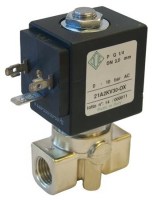 Mosadzný priamočinný membránový elektromagnetický ventil pre kyslík 21A 2/2 NC FKM PN25 1/8"-1/2"