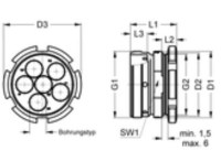 multikonektor Zásuvka pre 10 konektorov, mat: eloxovaný hliník. 1850-100601