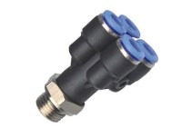 Násuvný rozdeľovač, valcový vonkajší závit G, rada BleuLine, tlak 15 bar, plast PBT / poniklovaná mosadz