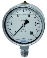 Nerezový glycerínový manometer Ø160 mm, trieda presnosti 1.6 a 1.0 spodné pripojenie