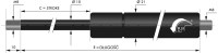 Plynová pružina 10/21 M8 400N, zdvih 300mm, dĺžka 655mm ST 300 400N V D10