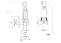 Poistný ventil prírubový na vodu s pákou DN40 Potw = 22bar 852W.40-22