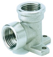 Poniklované mosadzné koleno, nástenné, vnútorný závit, maximálny tlak 50 bar, max. + 300 °C, rad 5050