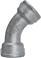 Pozinkovaná oceľ 45° koleno, vnútorný/vnútorný závit, do + 300°C (pri 20 baroch)