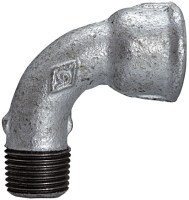 Pozinkované oceľové koleno, krátke vysokoteplotné, vonkajší/vnútorný závit, -20 °C až + 300 °C (pri 20 baroch)