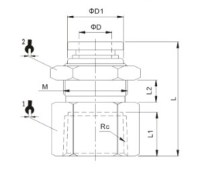 Priama prepážková spojka, Rc 1/4 závit, pre hadicu 4 151.014-4
