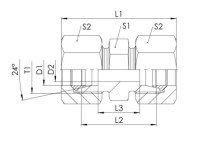 Priama spojka DIN2353, hrdlo 24 °, M8x1 (4 rúrky), ES 1.4571 ES 4 LL