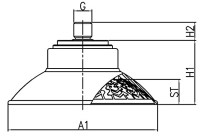 Prísavka VDF60, plochá hlboká, PU, závit G1 / 4” vonkajší VDF60-PU-14M