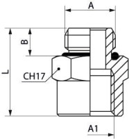 Redukcia vsuvky z 1/8z na 1/4w, O-krúžok NBR, MN 2055 1/8-1/4