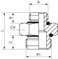 Redukčná vsuvka G1/4z-G1/2z, O-krúžok NBR, MN 2035 1/4-1/2