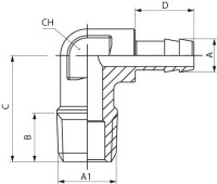 Uhlová závitová vsuvka R1/8z, pre 7W hadicu 62355 7-1/8