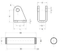 Vidlica (s čapom) D8-10, nerezová oceľ AISI 316 AS-IN / 008-010