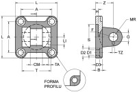 Vidlica úzka D32 so skrutkami AISI 316 nerez XCFSN-IN / 032