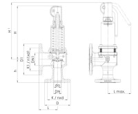 Vodný poistný ventil prírubový s pákou DN40 Potw = 6,0 bar 352W.40-6,0