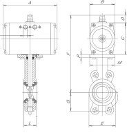 Vrátane klapiek ROCK DN32/40 CF8M EPDM GG25 s nap. pneum. DA ROCK-DA-040-1-AB