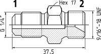 Vsuvka M 1/4" 120° - 9/16" -18 UNF 60° 2500 bar 19 950 0029