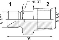 Vsuvka M 1/4 "BSP 60 ° M 3/8" BSP, 1500 bar 19 950 1604