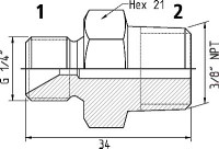 Vsuvka M 1/4 "BSP 60 ° M 3/8" NPT, 1500 bar 19 950 1603