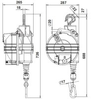Vyvažovačka 80-100 kg L = 3000 mm 9444