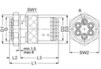 zásuvný multikonektor, kompletný 8xfi4, voľný priechod VT1811-080200