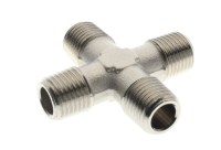 Závitový kríž ZZZZ, vonkajší závit, poniklovaná mosadz, max. 150 bar, max. + 300 °C